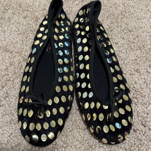 Black and Gold Polka Dot Ballet Flats